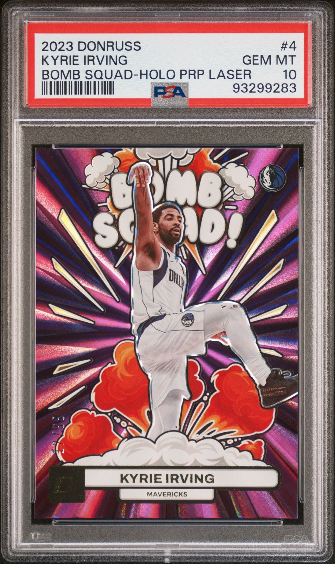 2023 Donruss - Kyrie Irving - Bomb Squad Holo Purple Laser - Numbered to /99 - #4 - PSA Graded Card