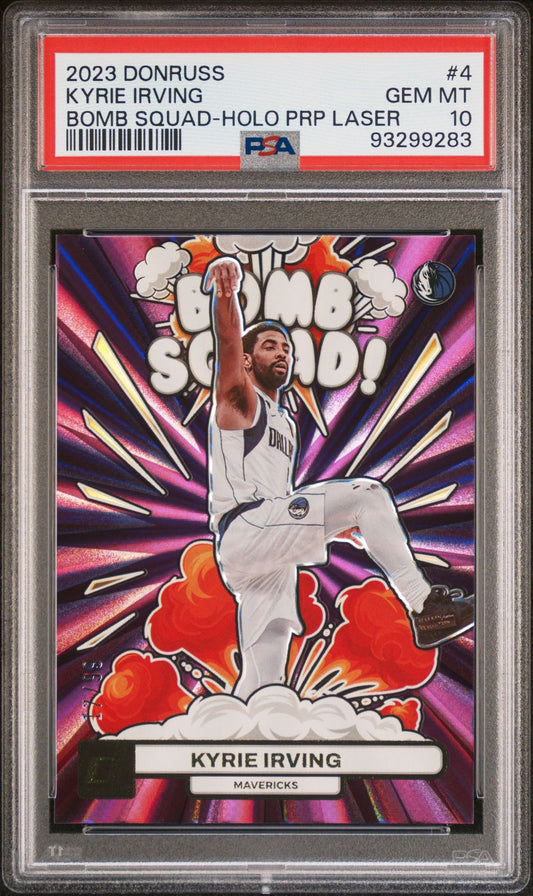 2023 Donruss - Kyrie Irving - Bomb Squad Holo Purple Laser - Numbered to /99 - #4 - PSA Graded Card