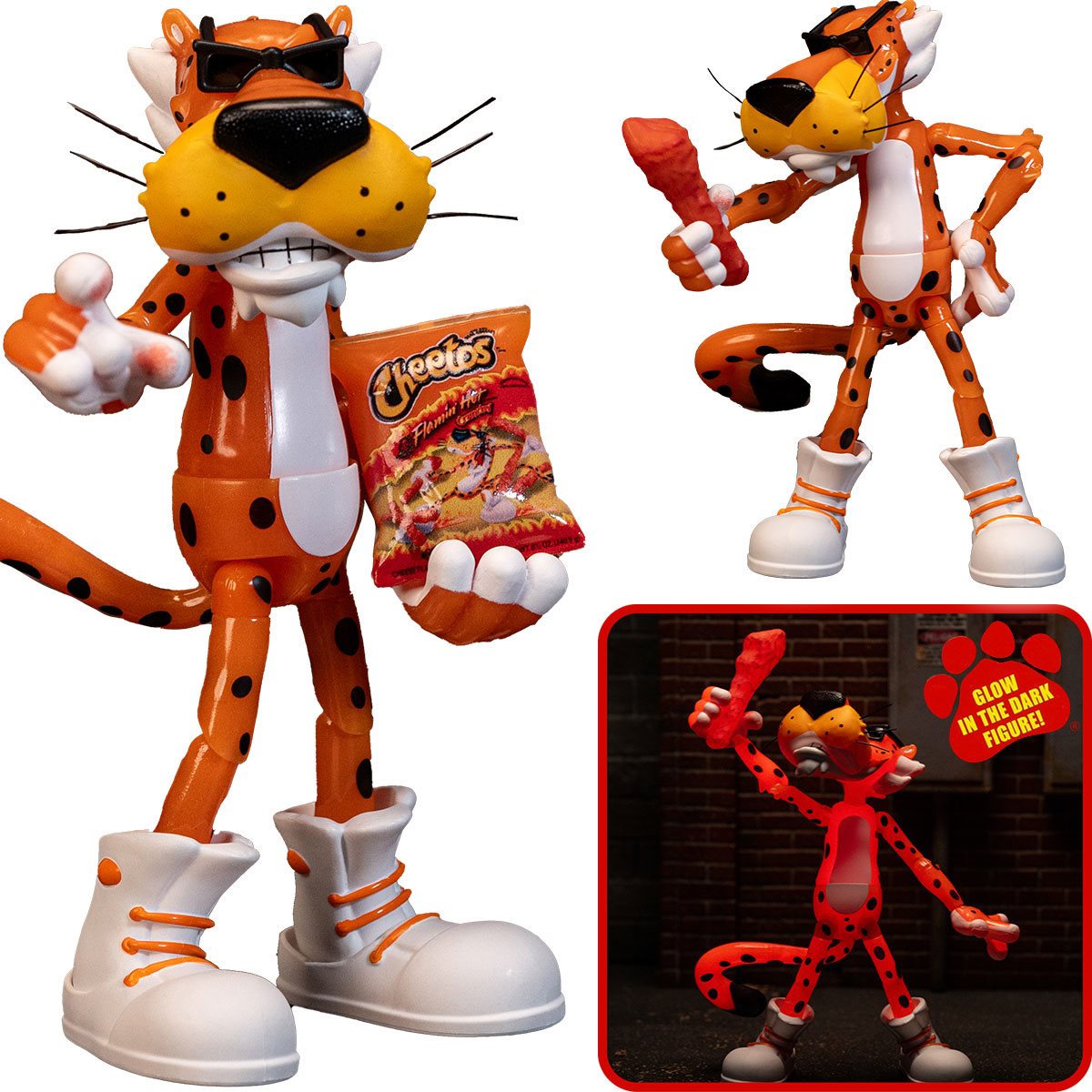 Cheetos Chester Cheetah Flamin' Hot Glow-in-the-Dark 6-Inch Action Figure - Jada Toys