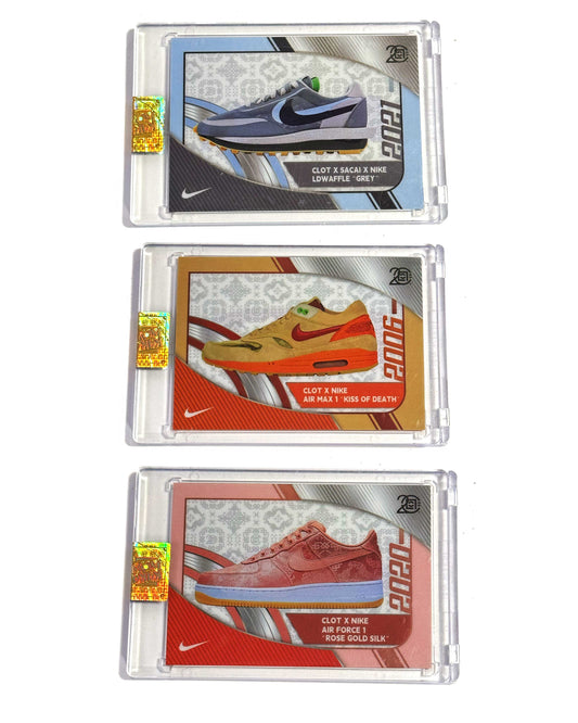 2023 Kakawow Clot x Nike - Limited Edition Set of 3 Sealed Trading Cards - Dunk Low, Air Max 1, Air Force 1