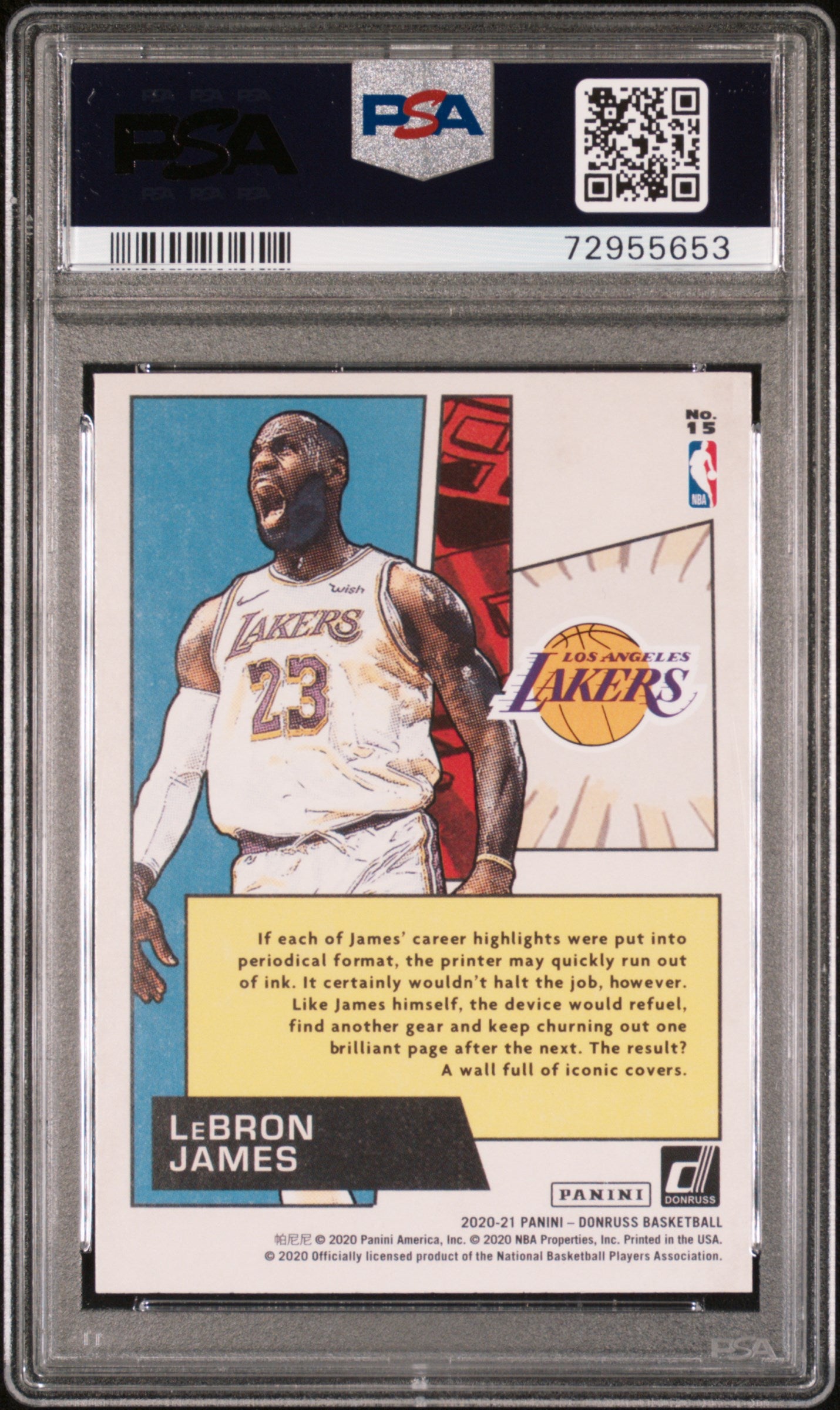 2020 Panini Donruss Net Marvels - LeBron James #15 - PSA 9