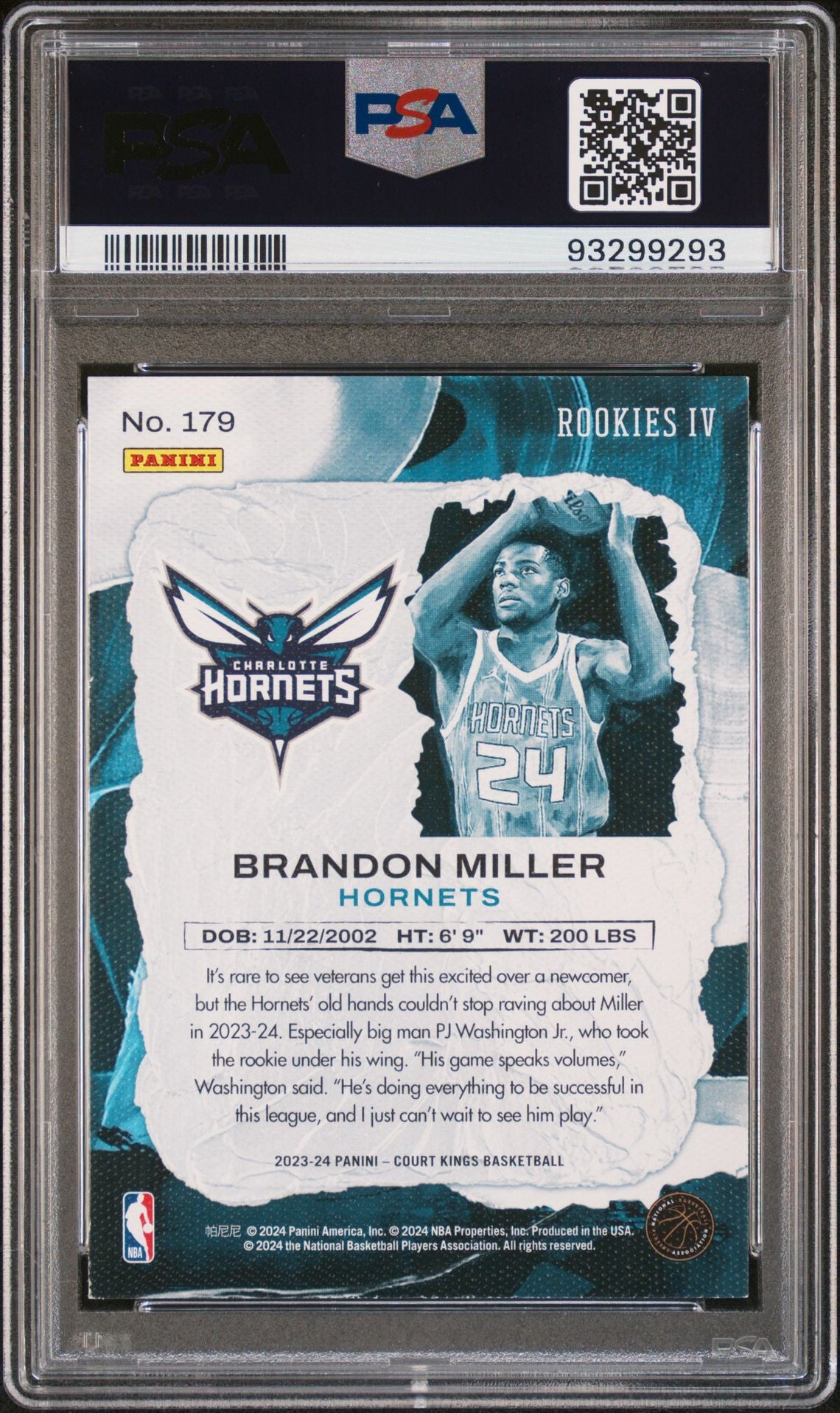 2023 Court Kings - Brandon Miller - Level 4 IV Rookie Card - #139 - PSA Graded Card