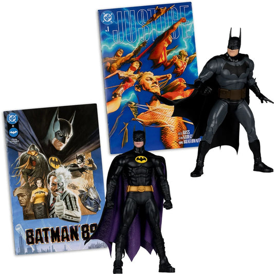 Mcfarlane DC Direct - Batman 1989 + Batman Justice Page Punchers - Set of 2 Action Figure with Comic Book