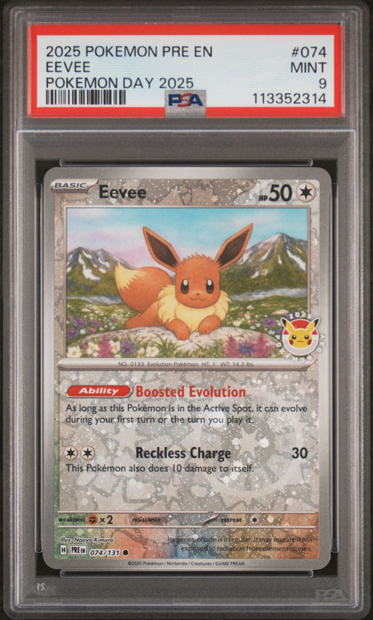 2025 Pokemon PRE En — Prismatic Evolutions — 074 Eevee Pokemon Day 2025 — PSA Graded Card
