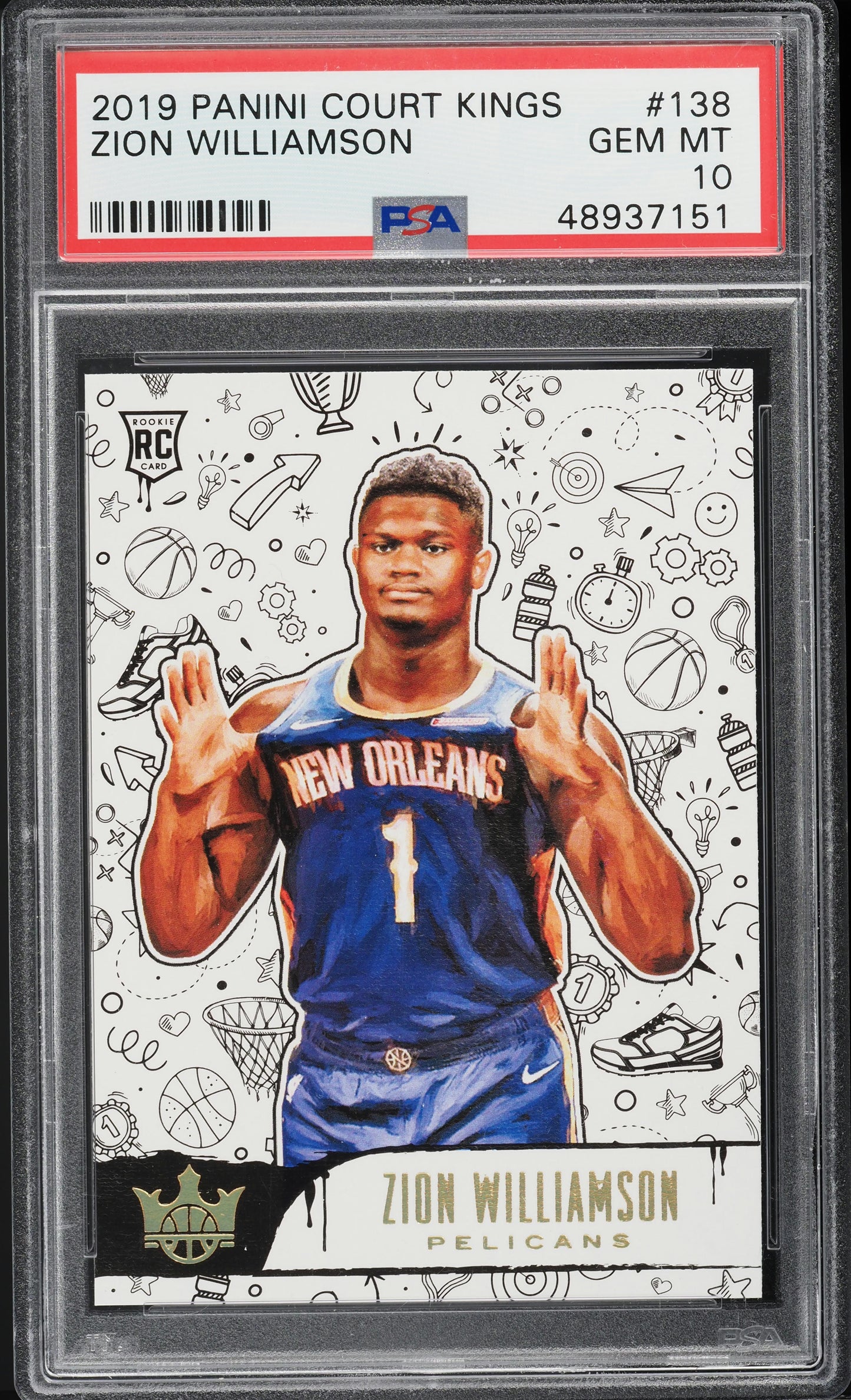 2019 Court Kings - Zion Williamson - Level 3 III Rookie Card - #138 - PSA Graded Card