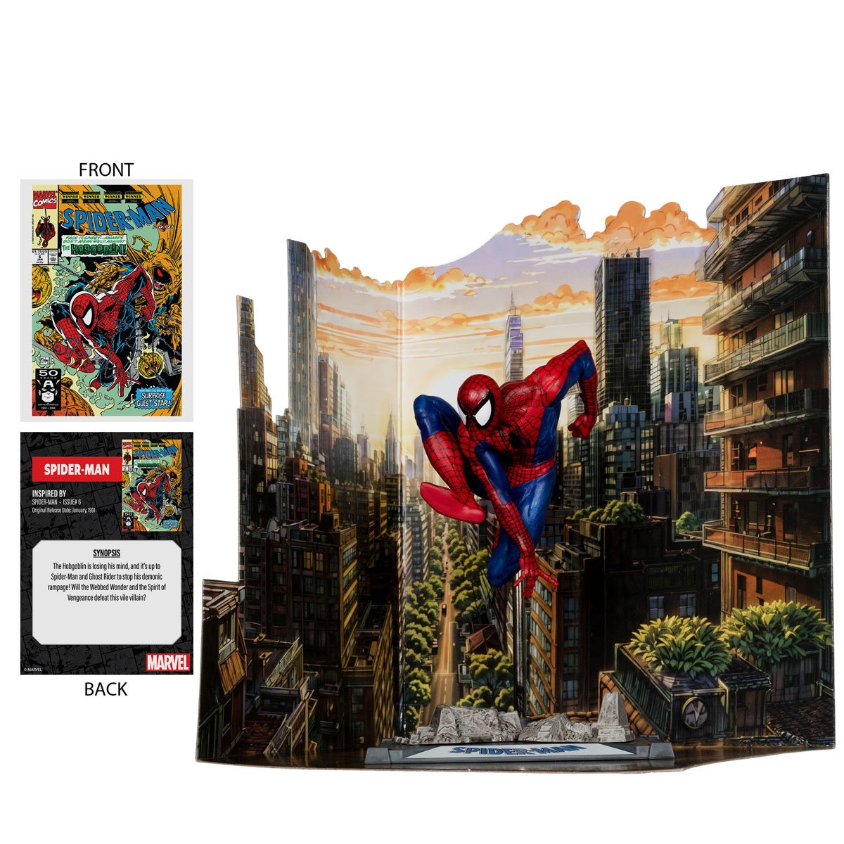 McFarlene Spiderman (Spider-Man #6) Scene Case 1:10 Scale Posed Figure