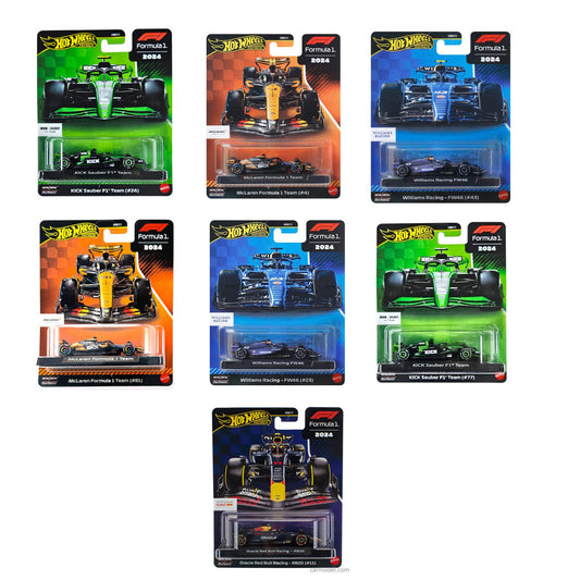 Hot Wheels Premium - Formula 1 2024 Mix 2 - Complete Set of 7 F1 Cars - HRV11