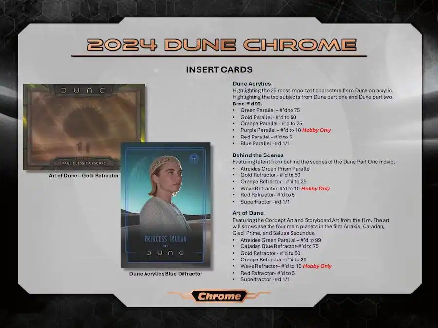 2024 Topps Dune Chrome Hobby Box - (10 Packs per Box, 5 Cards Per Pack)