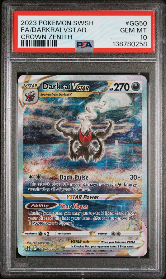 2023 Pokemon SWSH - Darkrai Vstar - Crown Zenith Full Art #GG50 - PSA Graded Card