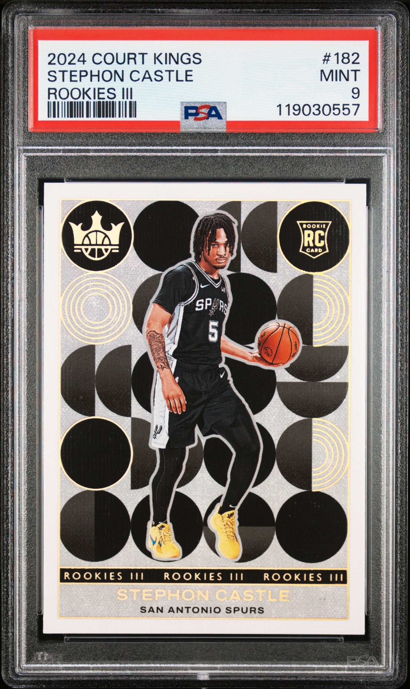 2024 Panini Court Kings - Stephon Castle - Rookies Level 3 III #182 - PSA Graded Card