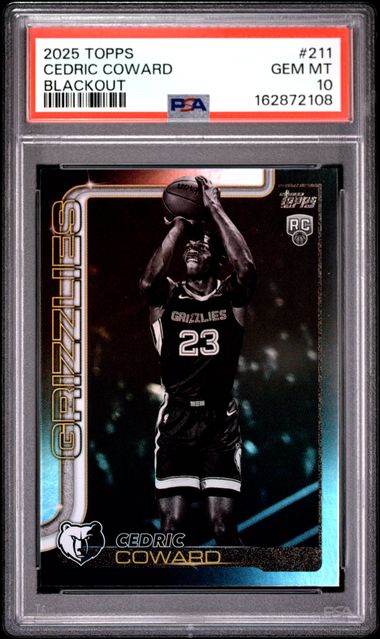 2025 Topps Topps - Cedric Coward - Blackout #211 Rookie Card - PSA Graded Card