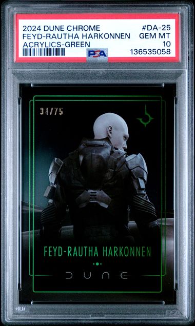 2024 Topps Chrome Dune Acrylics - Feyd-Rautha Harkonnen - Acrylics Green /75 #DA-25 - PSA Graded Card