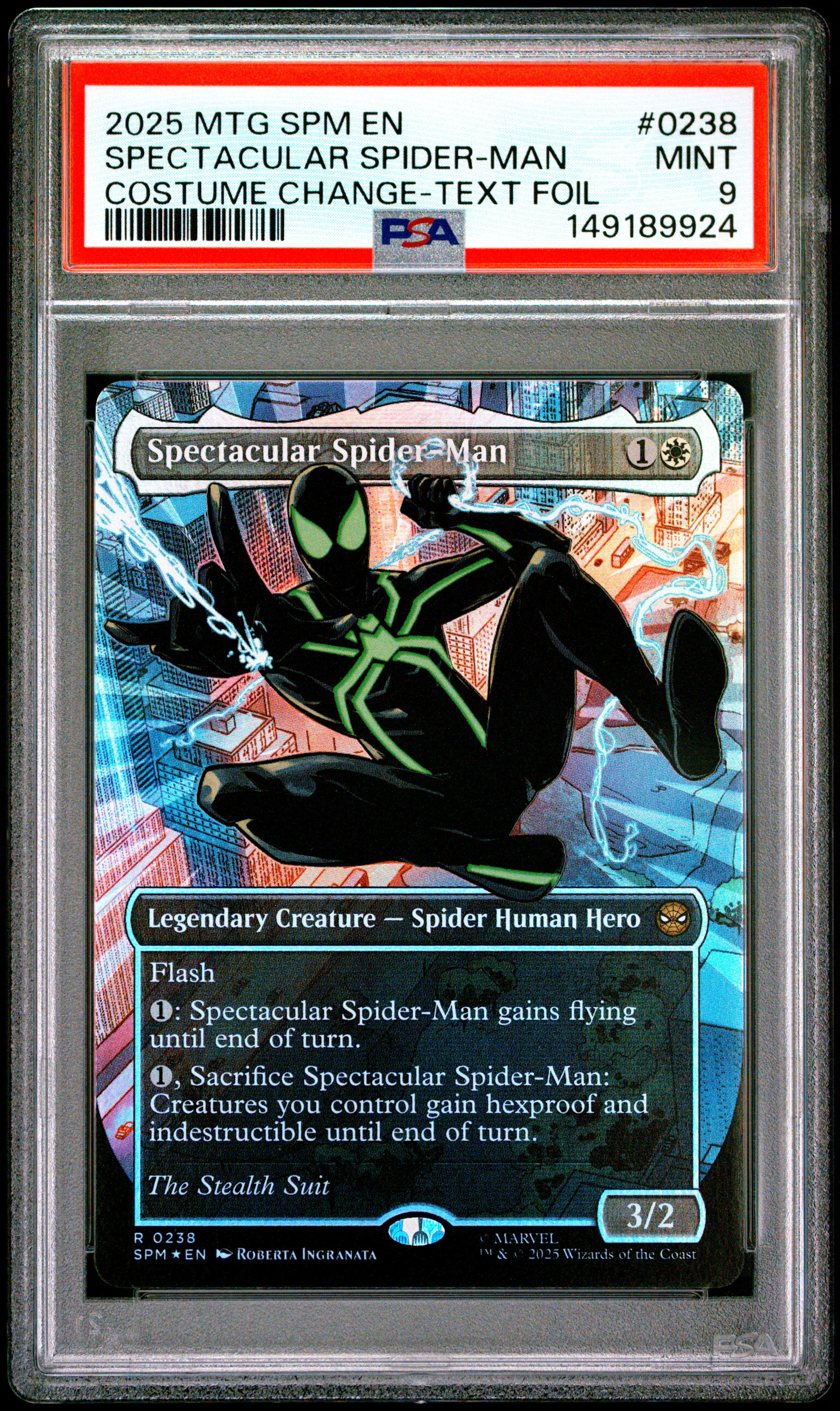 spectacular spider man mtg card Spider-Man (#238) (textured foil) (borderless) The Black Suit Your favorite dragon tribal Style:Divine Convocation Krenko