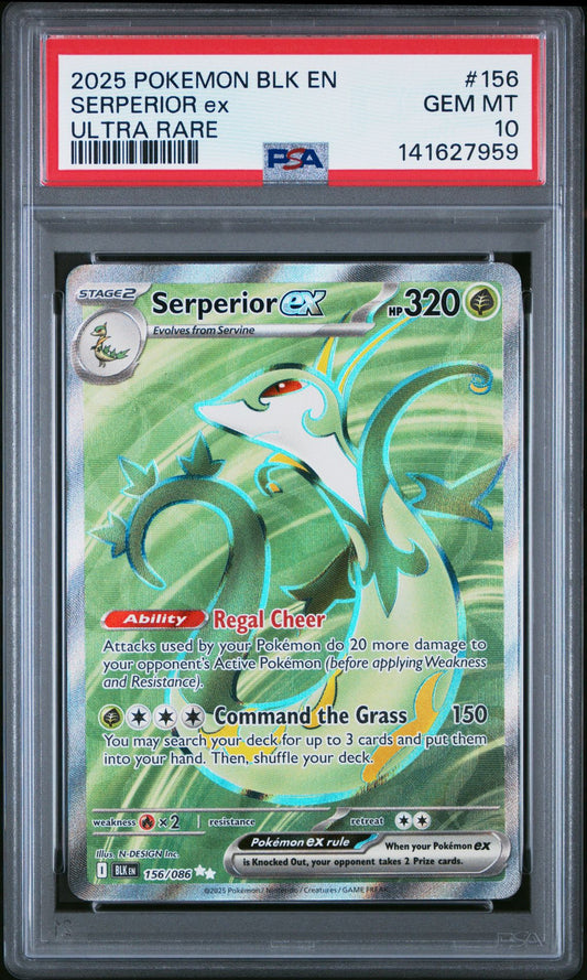 2025 Pokémon BLK EN-Black Bolt - #156 Serperior Ex Ultra Rare - PSA Graded Card