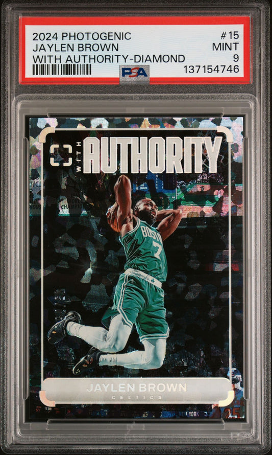 2024 Panini Photogenic - Jaylen Brown - #15 With Authority Diamond - Limited to /75 - PSA Graded Card