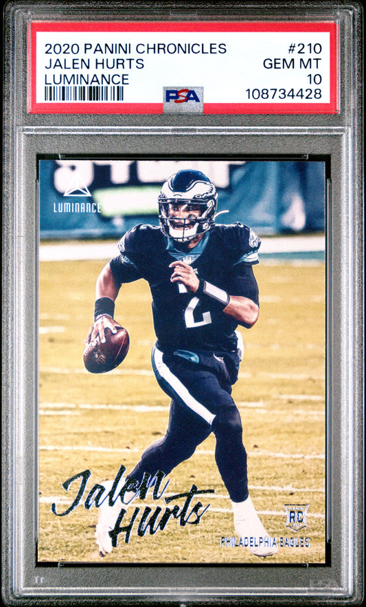 2020 Panini Chronicles - Jalen Hurts - Rookie Card - Luminance - #210 - PSA Graded Card