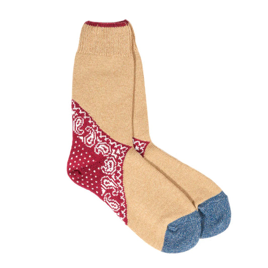 Kapital: Heel Paisley Bandana Socks - Red - EK553XSB