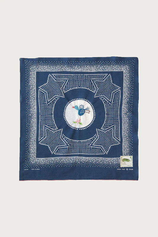 Kapital: Fastcolor Selvedge Bandanna (Magpie Embroidery) - Navy - K2403BA510