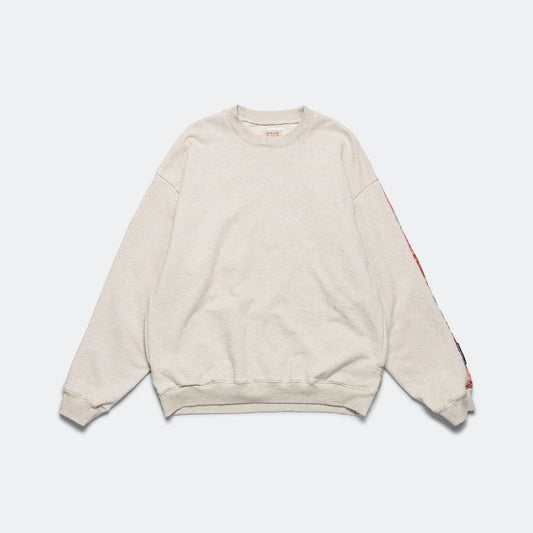 Kapital: Top Swt Knit X Yabane Quilt 2Tones Big Swt - Beige - K2403LC094