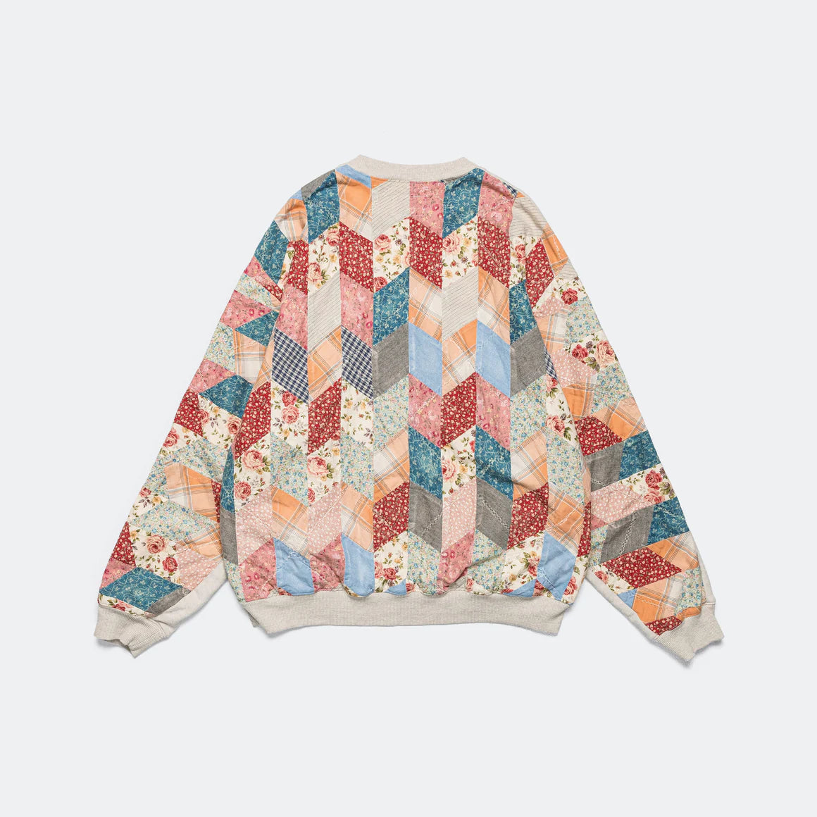 Kapital: Top Swt Knit X Yabane Quilt 2Tones Big Swt - Beige - K2403LC094