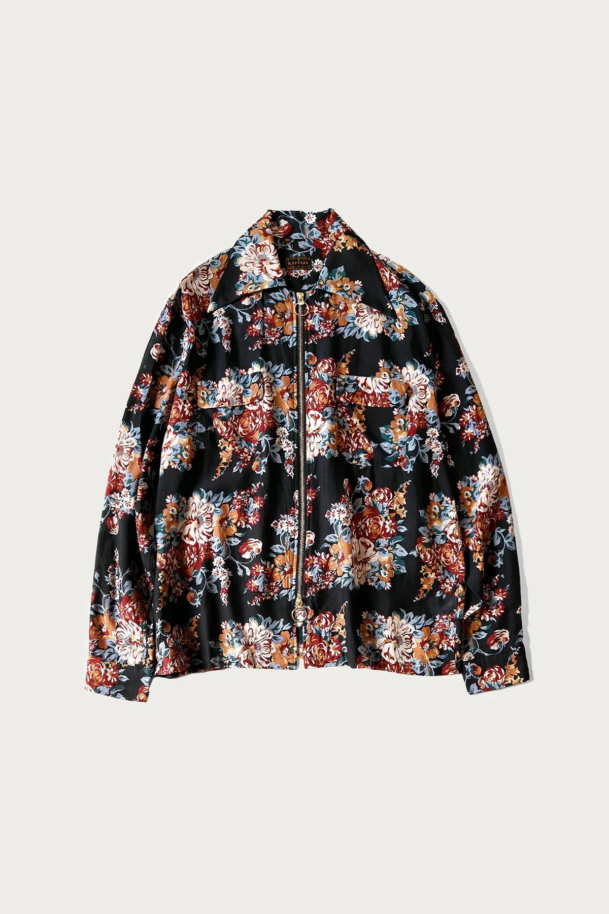 Kapital: Silk Rayon Champetre Maria Drizzle Open Collar Shirt - Black - K2403LS080