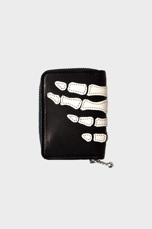 Kapital: Thumbs-Up Bone Hand Zip Mini Wallet - Black - EK1401XG