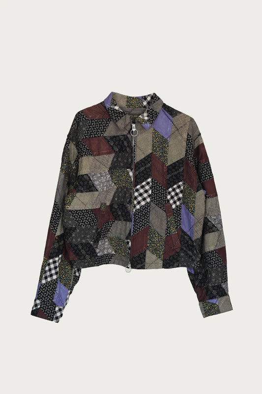Kapital: Yabane Quilt Patchwork Drizzler Jkt - Black - K2403LJ093