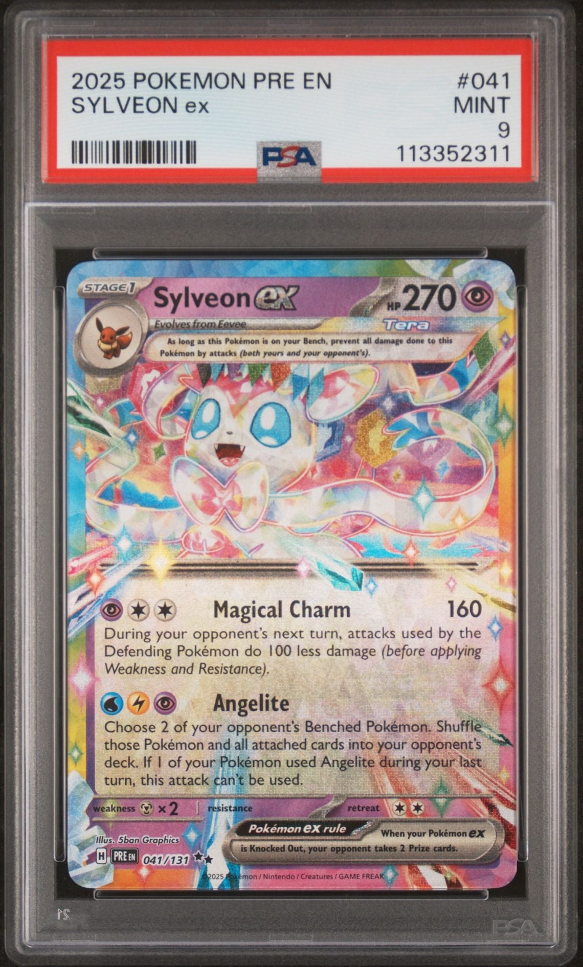mega sylveon pokemon card 2025 PRE En — Prismatic Evolutions — 041 Ex — PSA Graded Condition - SKU:GD - 35563 promotional cards clear acrylic holder that Gengar VMAX hits different