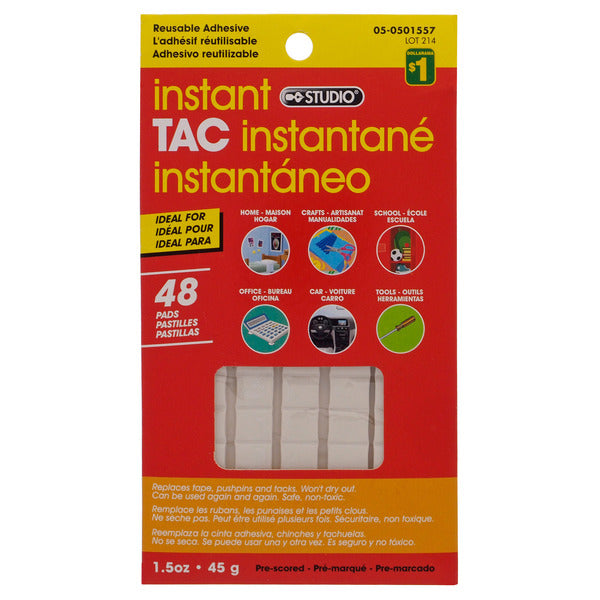 Tide Instant Tac (Assorted Colours) 48 Pack - Stick Cards to Walls - Damage Free