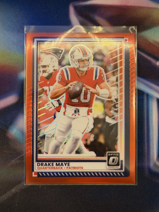 Drake Maye Red Prizm Front - 2025 Donruss Optic