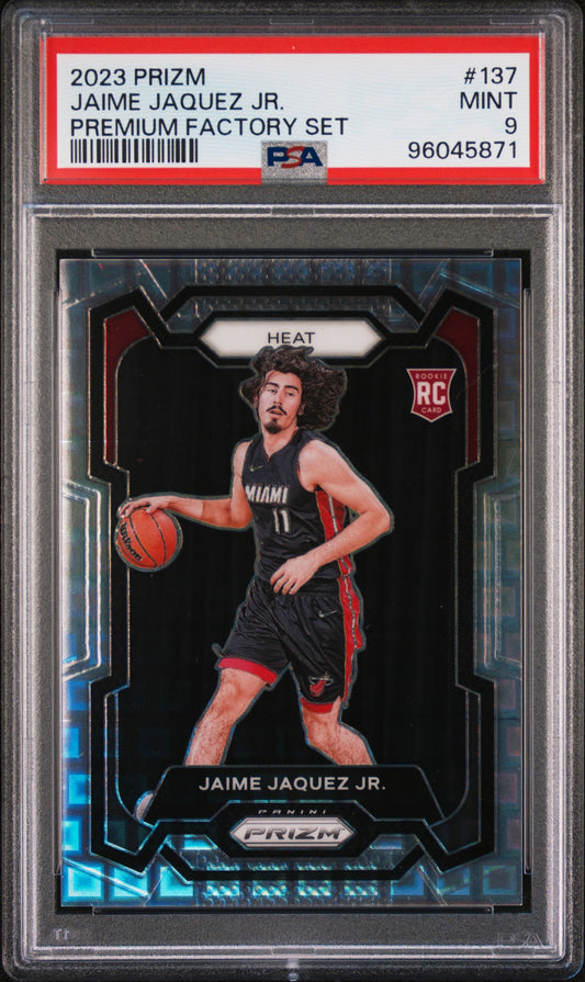 2023 Panini Prizm #137 - Jaime Jaquez JR. - Premium Factory Set PSA 9 Front - Cert #96045871