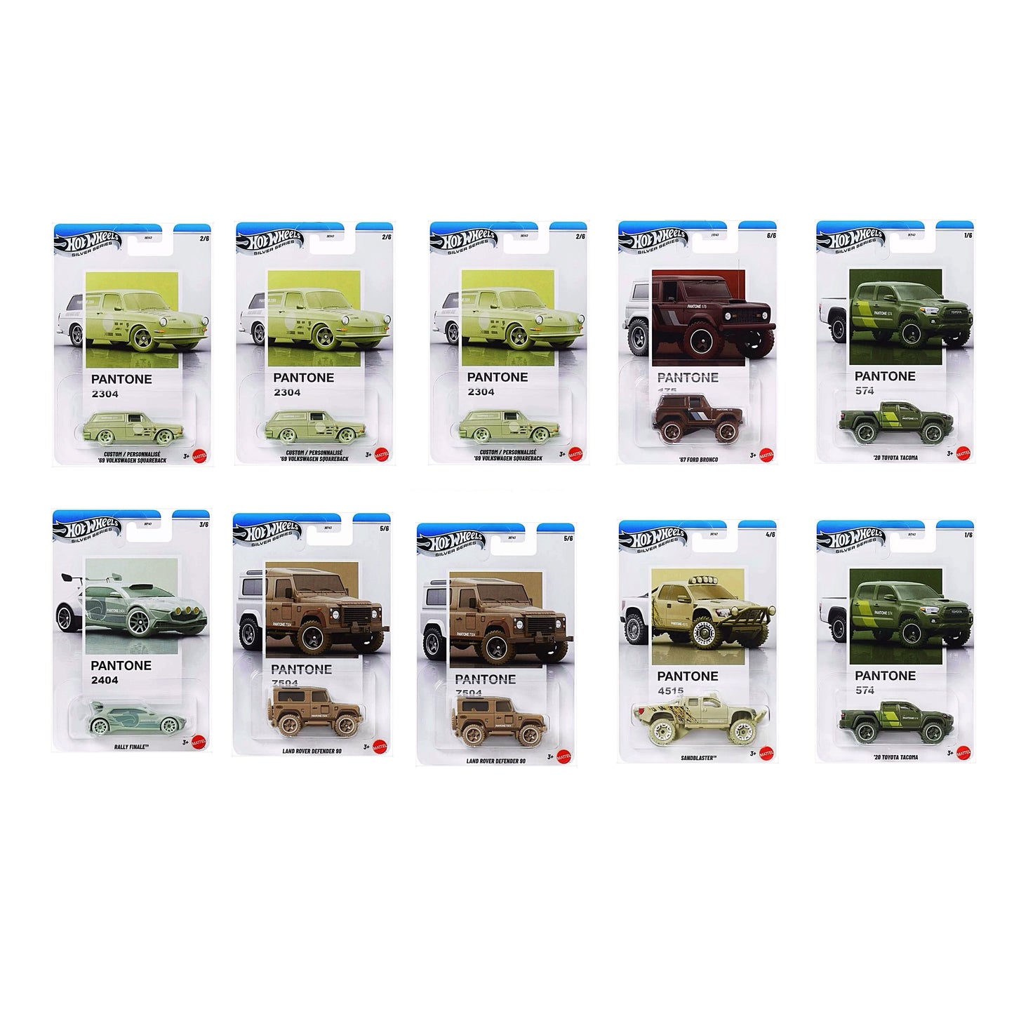 Hot Wheels Silver Series - Pantone Mix 2 - Case of 10 Cars with Chase