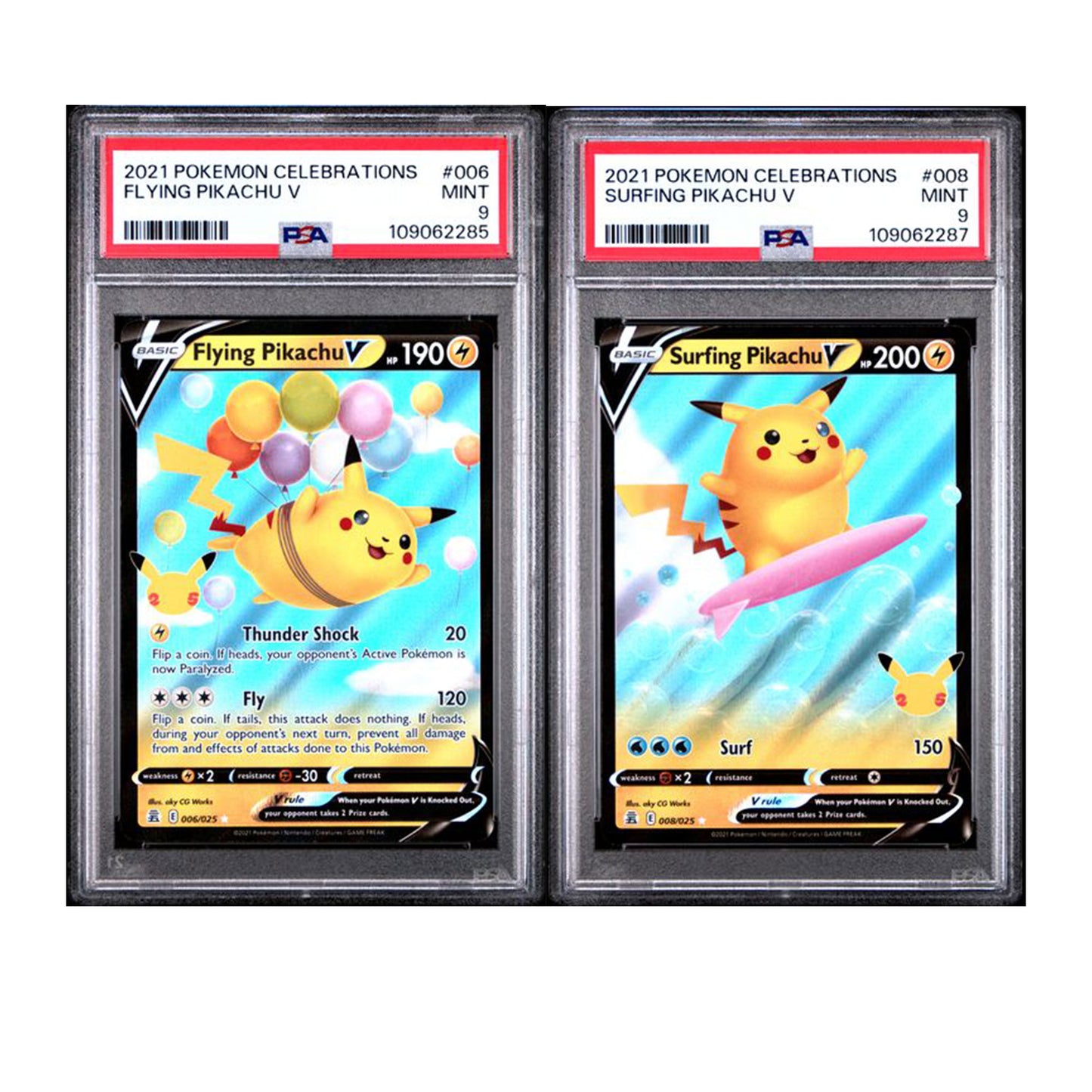 2021 Pokemon Celebrations - PSA 9 Set - Flying Pikachu V #006 + Surfin SoleSavy 2021 Pokemon Celebrations - PSA 9 Set - Flying Pikachu V #006 + Surfin SoleSavy