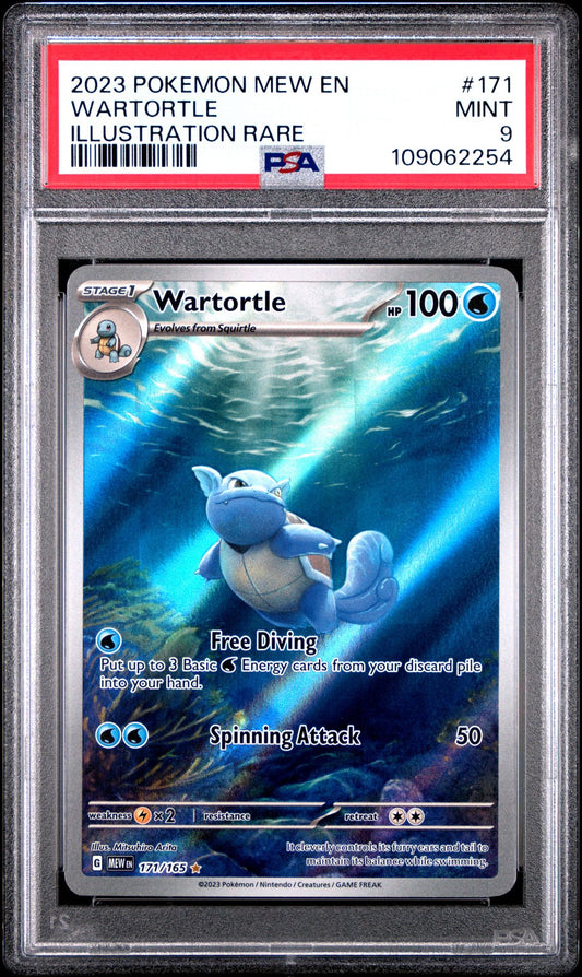 2023 Pokemon Mew En — Scarlet & Violet 151 171 Wartortle Illustration Rare — PSA Graded Card