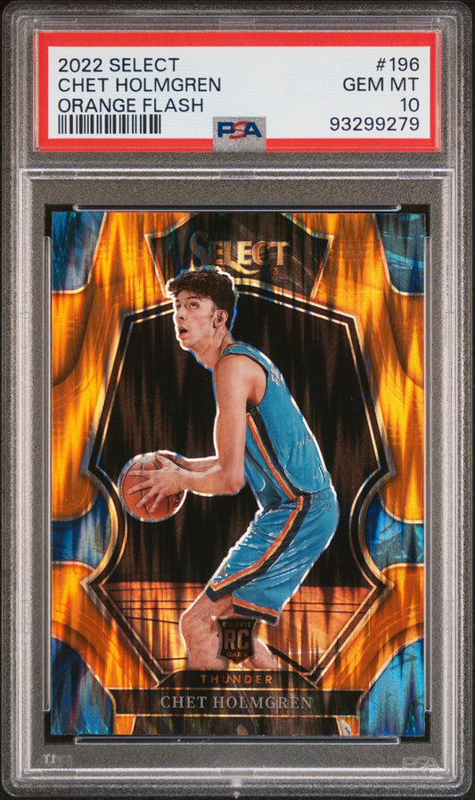 2022 Select - Chet Holmgren - Orange Flash Rookie Card - #196 - PSA Graded Card