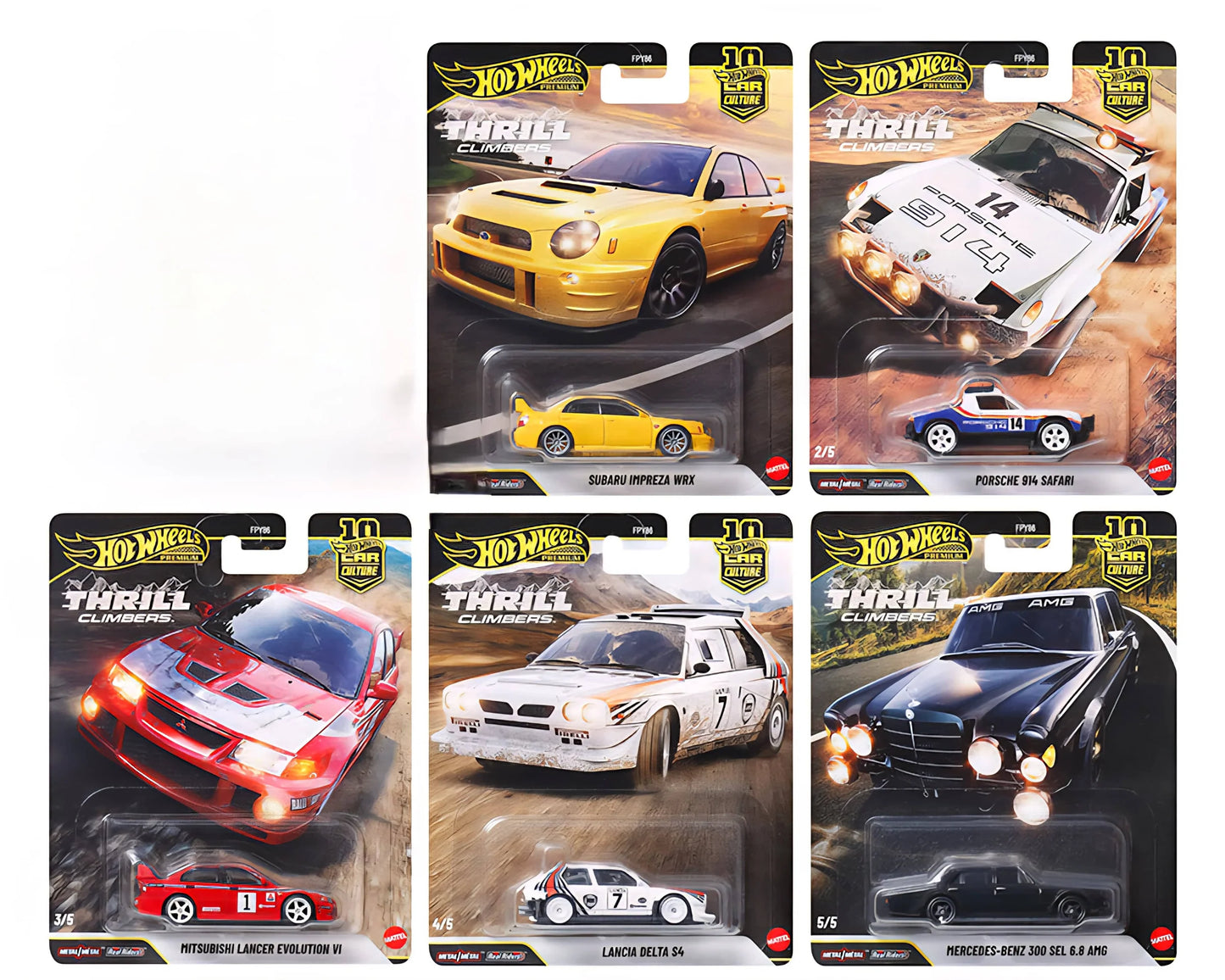 Hot Wheels Premium - Car Culture 10th Anniversary Thrill Climbers - 2026 Q Case - Complete Set of 5 - FPY86-961Q (PRE-ORDER MARCH 2026)
