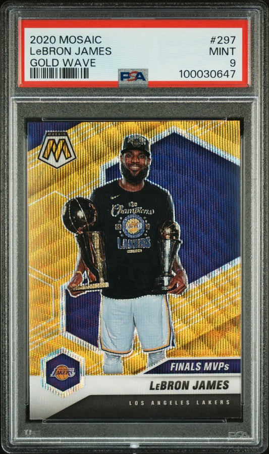 2020-21 Panini Mosaic - LeBron James - Finals MVPs - #297 Gold Wave - PSA Graded Card