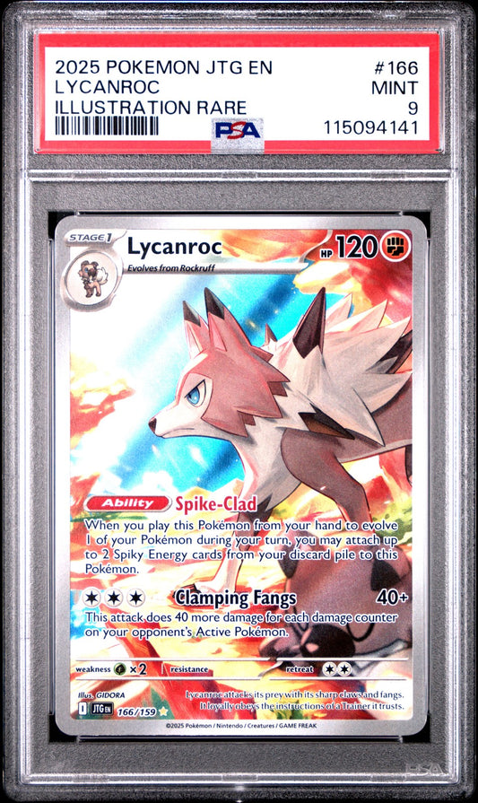 2025 Pokemon JTG En — Journey Together — #166 Lycanroc Illustration Rare — PSA Graded Card