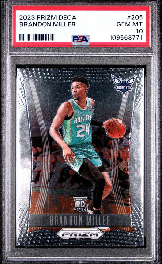 2023 Panini Prizm Deca -  #205 Brandon Miller Rookie - PSA Graded Card