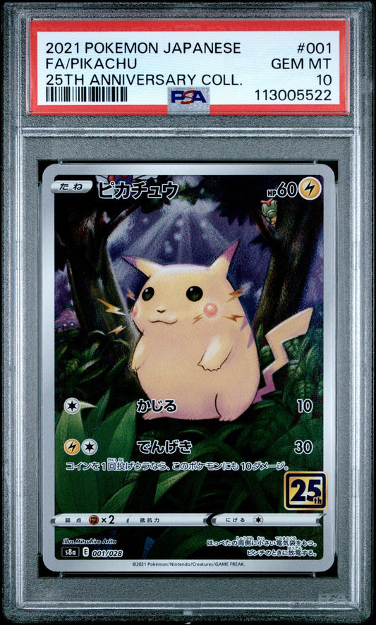 2021 Pokemon Japanese 25Th Anniversary Collection #001 Full Art/Pikachu - PSA Graded Card