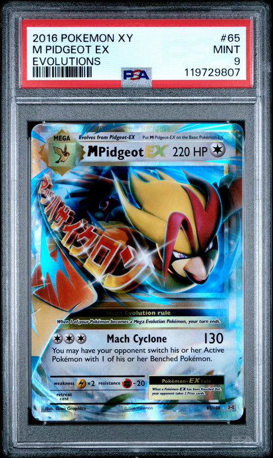 2016 Pokemon XY Evolutions #65 M Pidgeot EX - PSA Graded Card