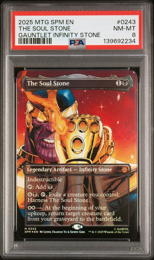 2025 MTG Marvels Spider-man 0243 the Soul Stone Borderless Gauntlet Thanos - PSA Graded Card