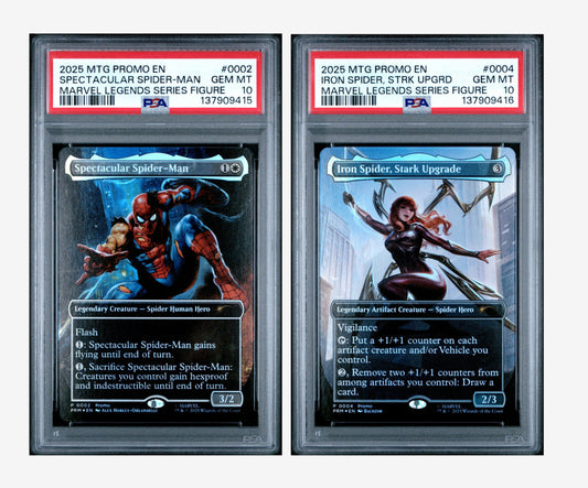 2025 MTG Promos Marvel Legends Series - Sequential Set of 2 - Spider-man / Iron Spider - PSA Graded Card