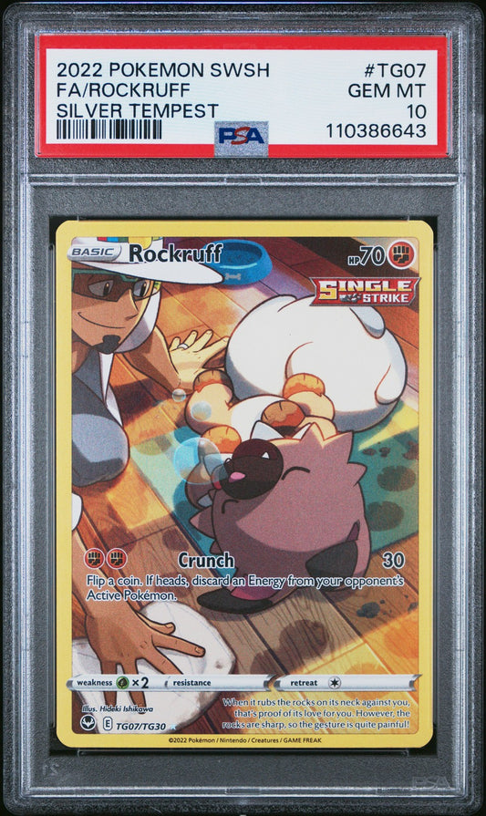 2022 Pokemon SWSH Rockruff Silver Tempest #Tg07 - PSA Graded Card