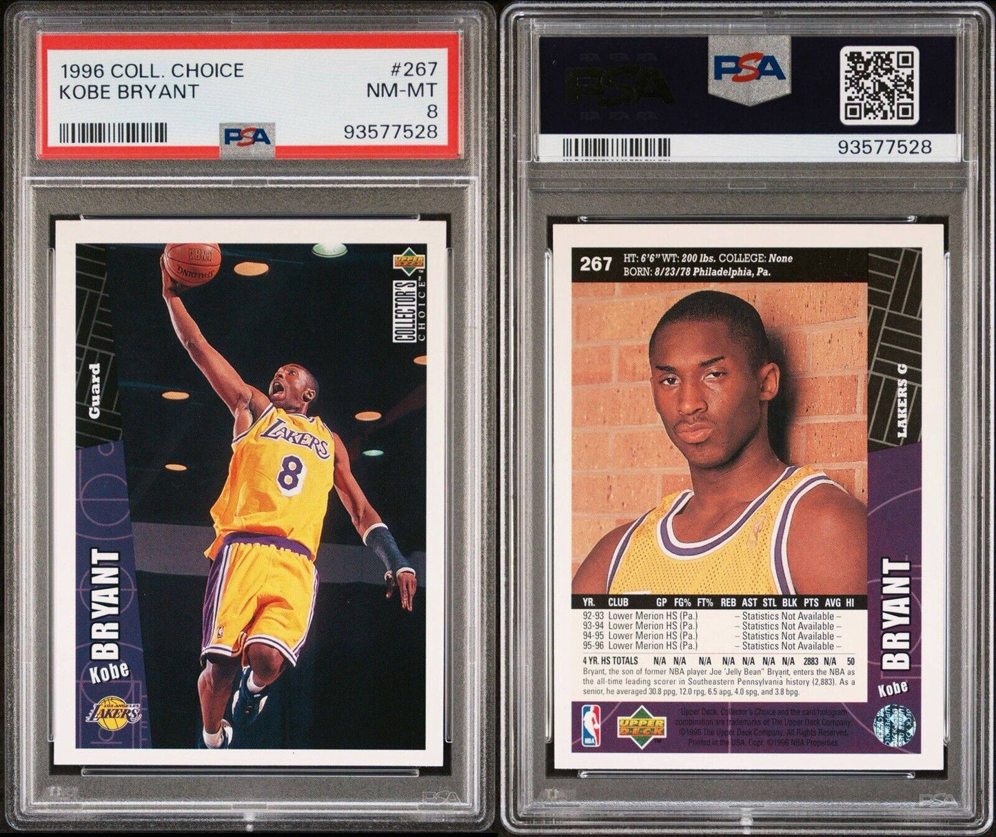 1996-97 Upper Deck - Collector's Choice - Kobe Bryant Rookie - PSA Graded Card #267 - Mamba Day