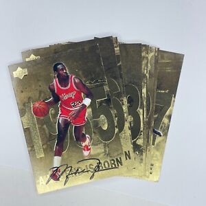1998 Upper Deck - Michael Jordan Gold Series - Complete 12 Card Jumbo Set - 1985 to 1987