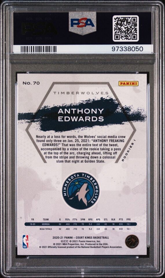 2020 Court Kings - Anthony Edwards - Level 1 Rookie Card - #70 - PSA Graded Card