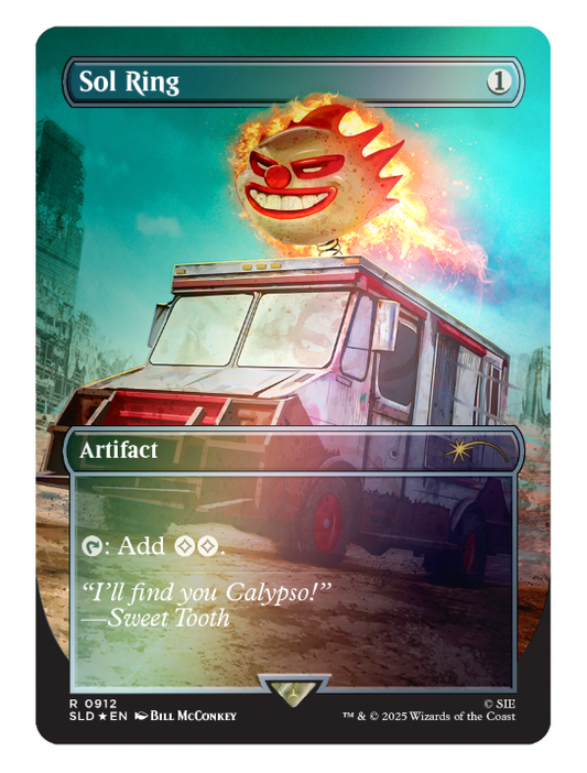 Magic: The Gathering - Secret Lair x Playstation: Twisted Metal Sol Ring Promo - Rainbow Foil Edition SEALED