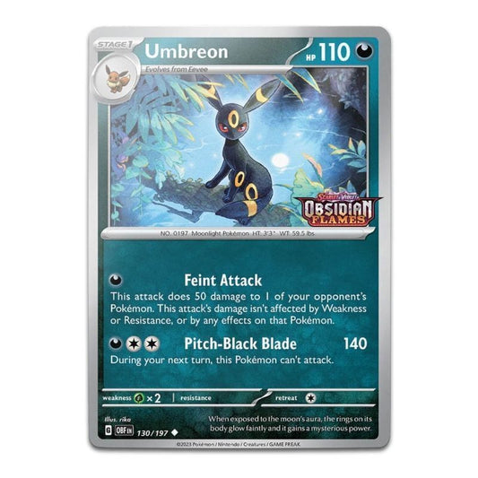 2023 Pokemon OBF-EN: − Umbreon [Stamped] #130 − Obsidian Flames Reverse Holo − Raw Ungraded Card