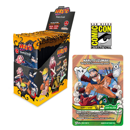 Naruto TCG - Mythos – Set 1 Konoha Shido - SDCC 2026 #133 Foil Promo + 24 Pack Booster Display Box